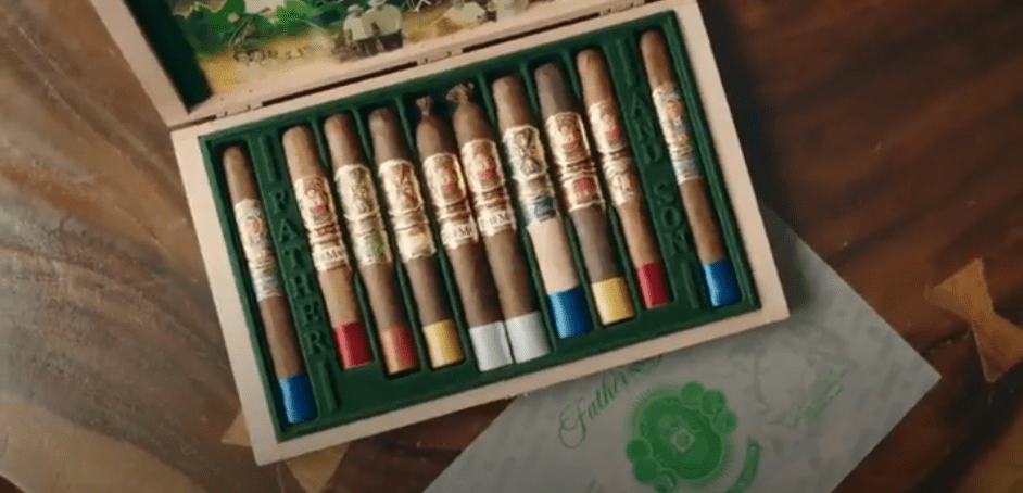 The elegant wood presentation box of the Arturo Fuente Father and Son 2026 Historic Collection sampler